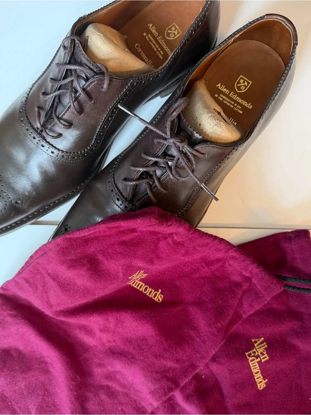 Allen Edmonds Dark Brown Leather Brogue Oxfords